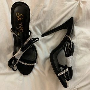 COPY - Rhinestone black strappy heels